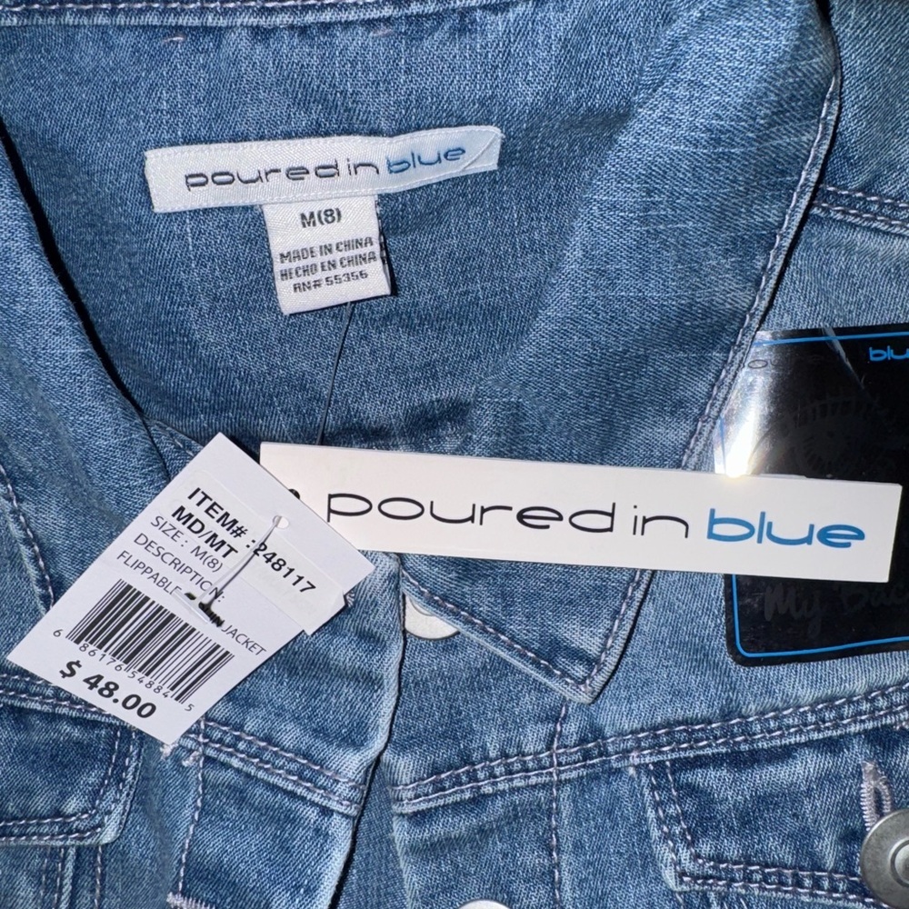 SALE💥Poured in Blue Reversible Sequin Denim Jacket – Girls M (8) – NWT - Picture 2 of 7